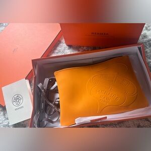 BNIB Hermes Bain Beach pouch orange 🍊 full set
